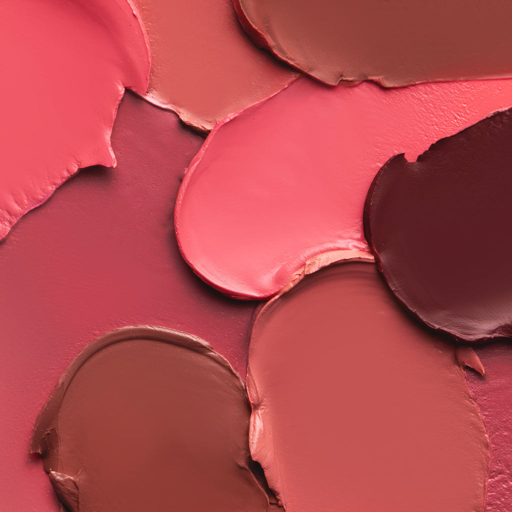 Close-up of various shades of pink and brown blushes